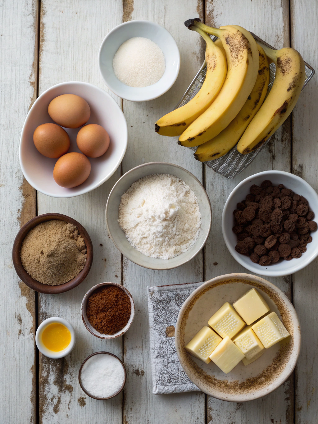 Ingredients for banana bread brownies