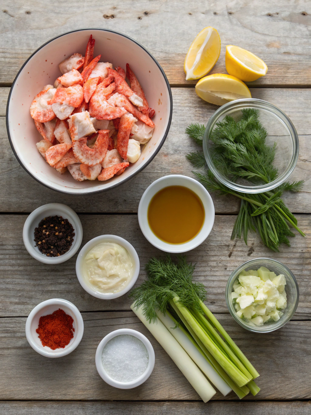Ingredients for lobster salad recipe