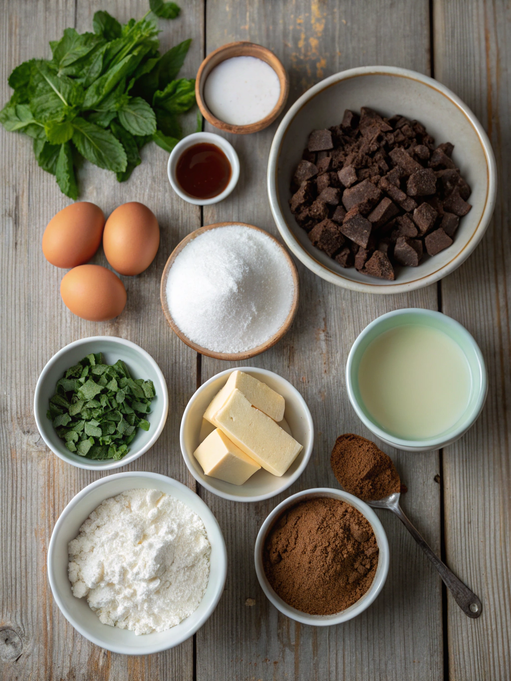 Ingredients for Chocolate Mint Cookies