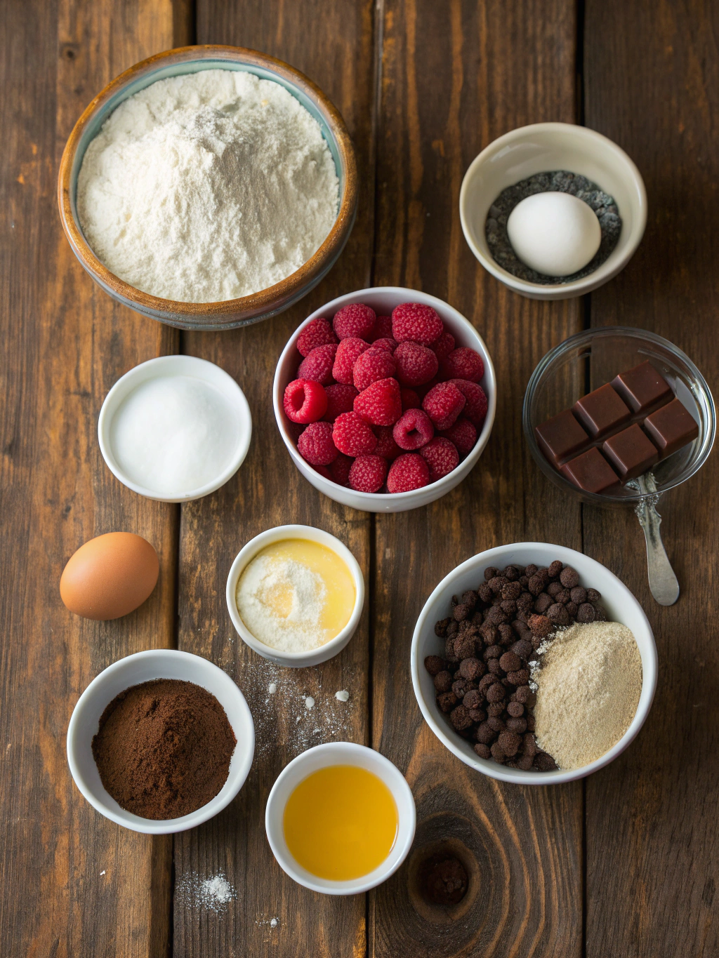Ingredients for Chocolate Raspberry Drip Cake