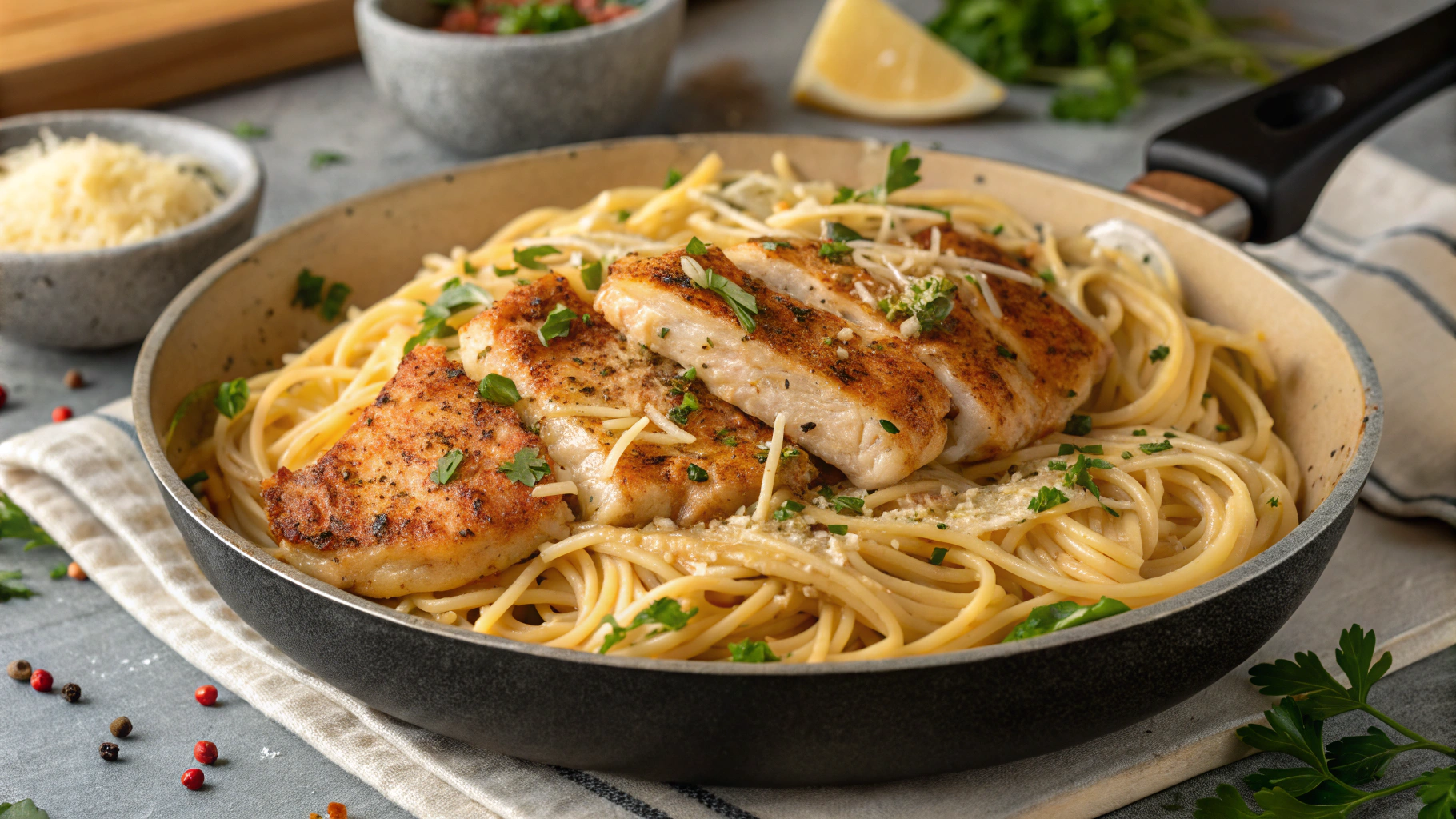 Garlic Butter Chicken & Parmesan Pasta