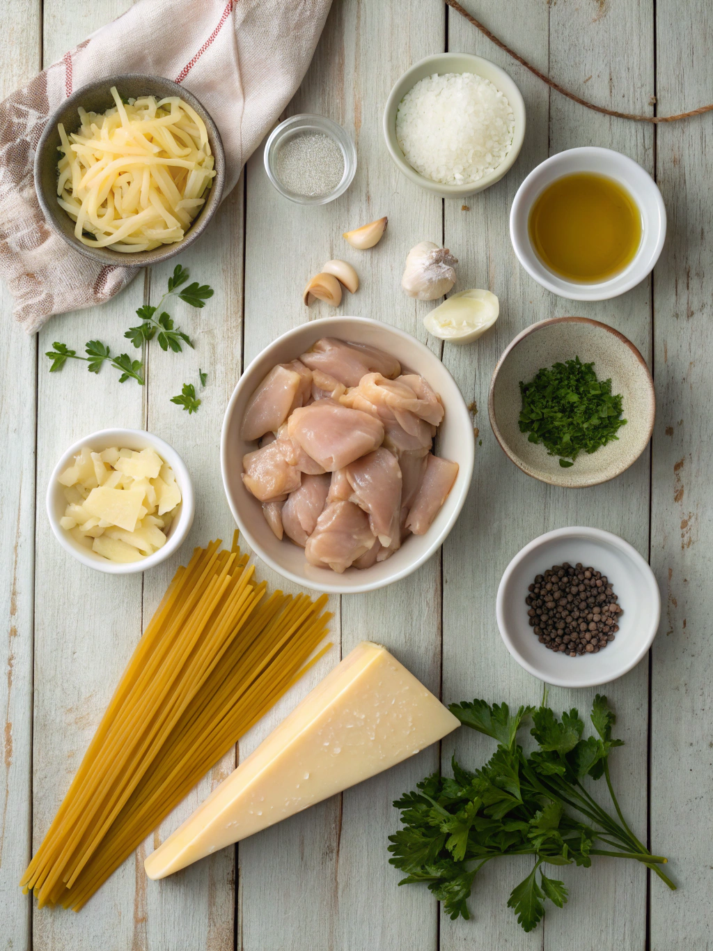 Ingredients for Garlic Parmesan Chicken Pasta Recipe