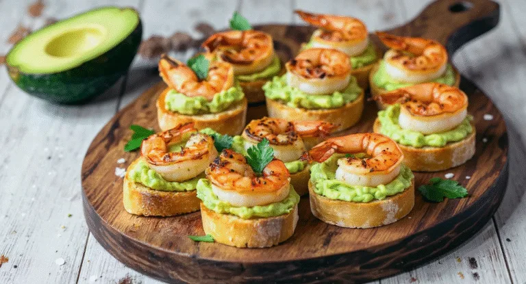 Garlic Shrimp Crostini with Avocado