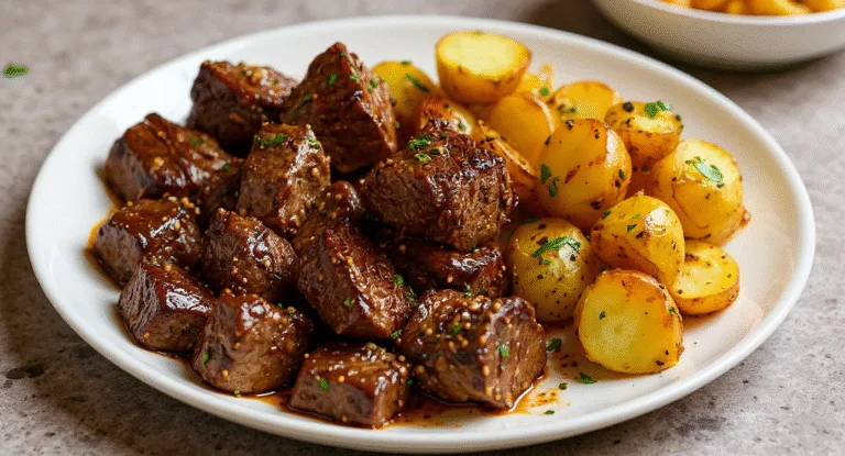 Garlic Steak Bites and Potatoes