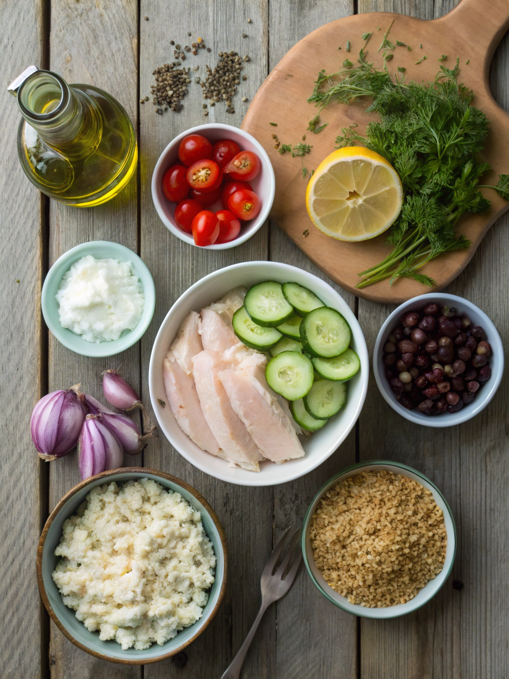Ingredients for Healthy & Delicious Chicken Gyro Bowls