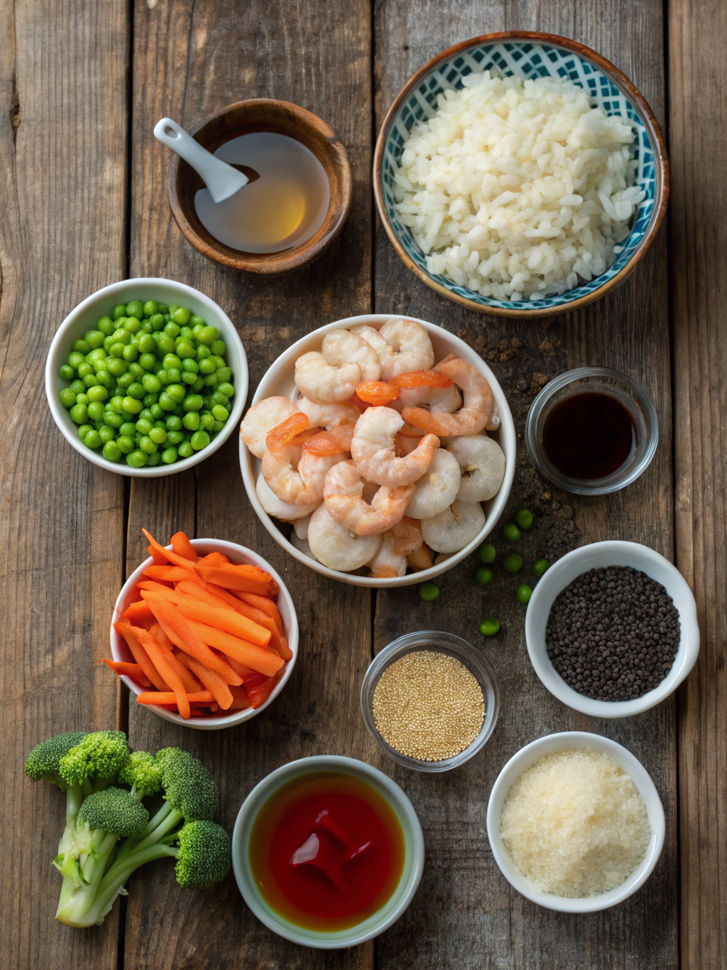 Ingredients for Honey Garlic Shrimp Bowls 