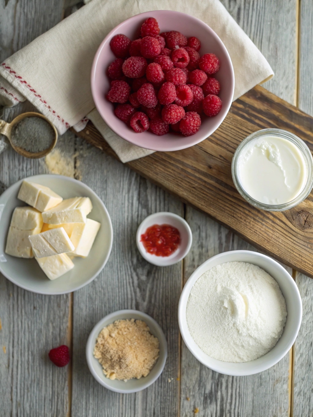 Ingredients for No Bake Raspberry Cheesecake