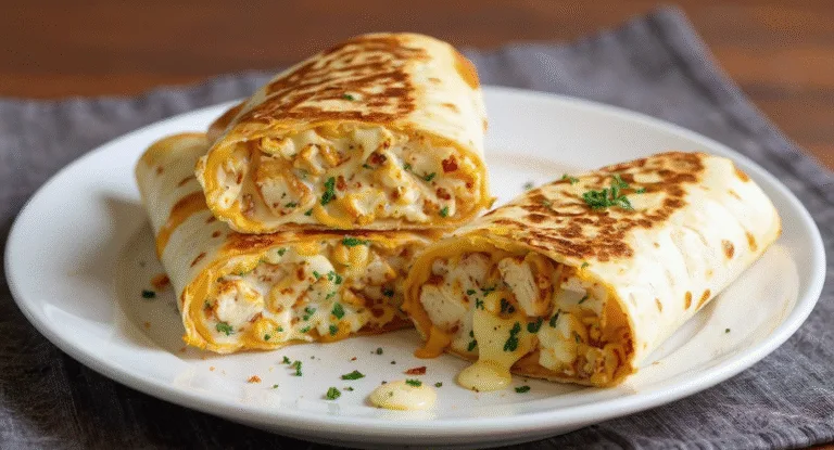 Ooey-Gooey Cheesy Garlic Chicken Wraps