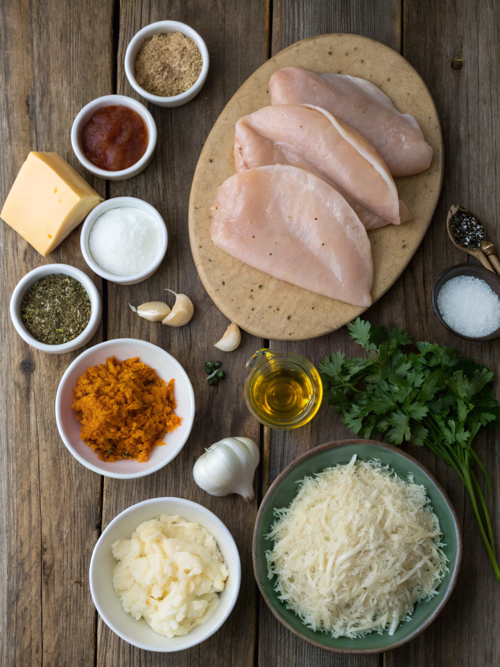 Ingredients for Ooey-Gooey Cheesy Garlic Chicken Wraps
