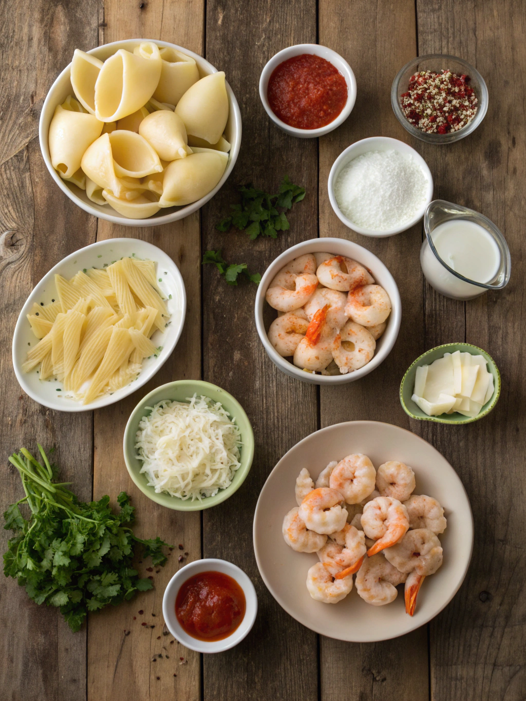Ingredients for Shrimp and Crab Stuffed Shells