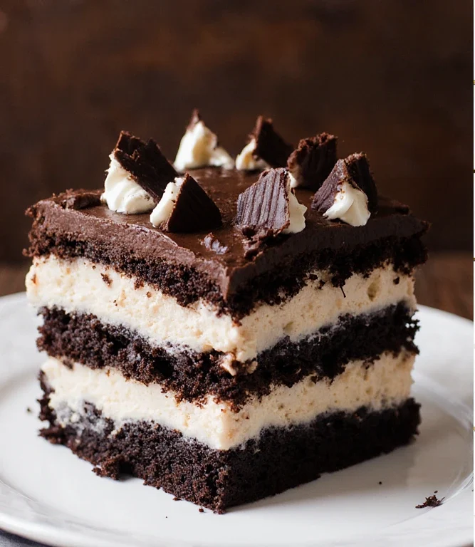 Delicious layered chocolate and vanilla ice cream cake with chocolate ganache and Oreo cookie crust, perfect for dessert or special occasions.