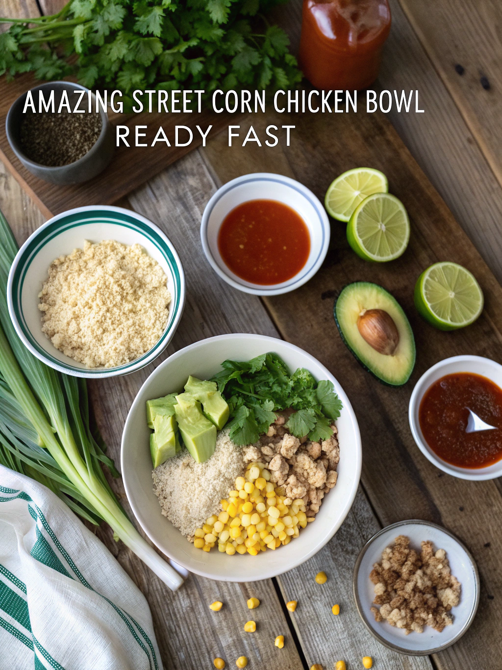 Ingredients for Amazing Street Corn Chicken Bowl Ready Fast