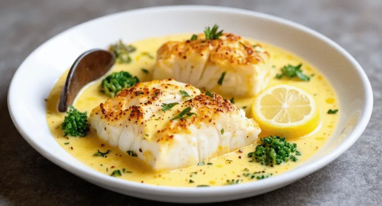 Baked Cod in Coconut Lemon Cream Sauce