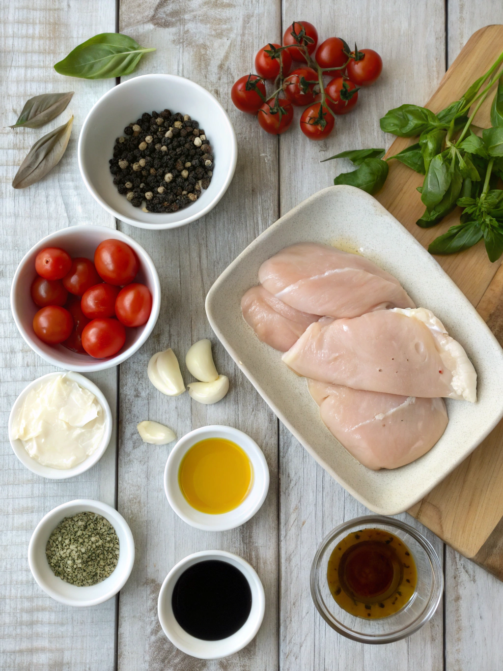 Ingredients for Balsamic Baked Chicken Breast with Mozzarella Cheese | Keto Gourmet Dinner Recipe