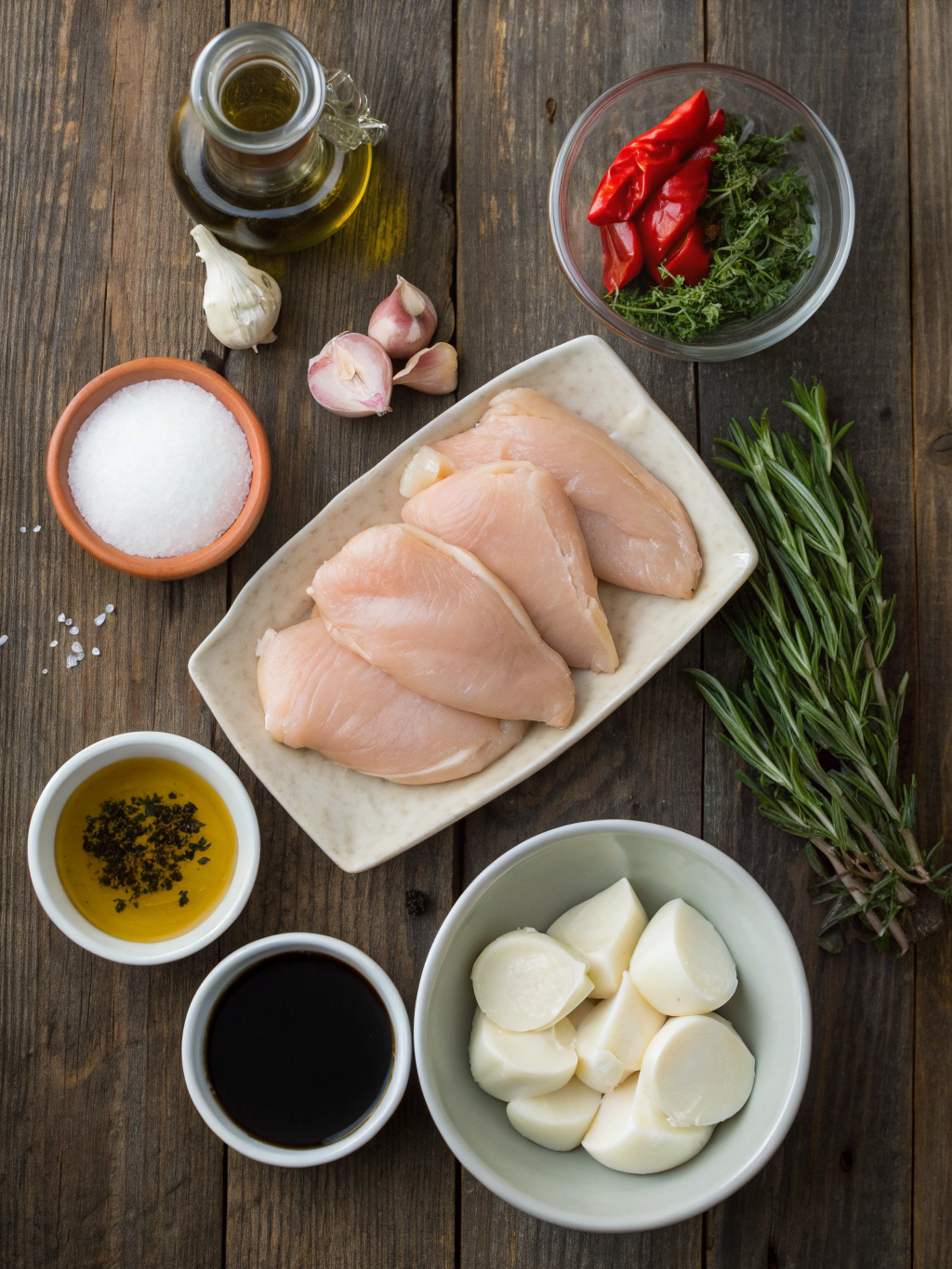 Ingredients for Balsamic Baked Chicken Breast with Mozzarella Cheese