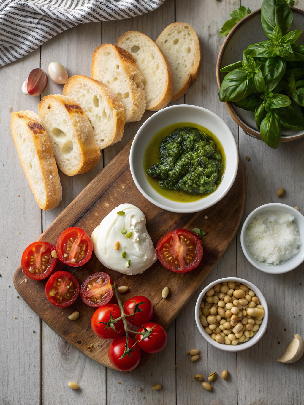 Ingredients for Burrata Toast with Roasted Tomatoes & Pesto Drizzle