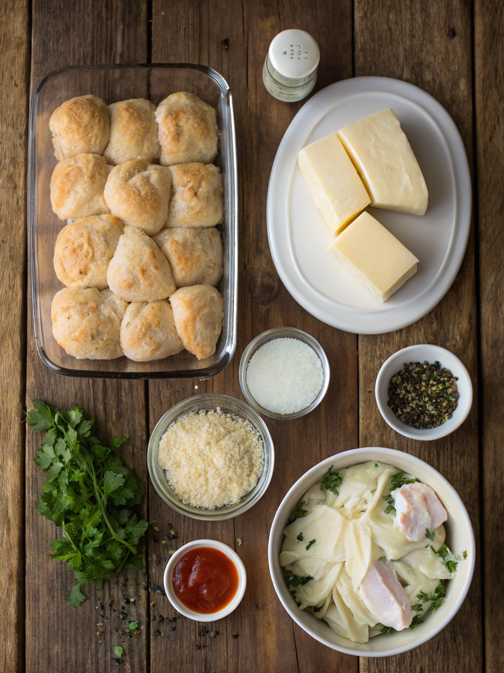 Ingredients for Chicken Alfredo Monkey Bread