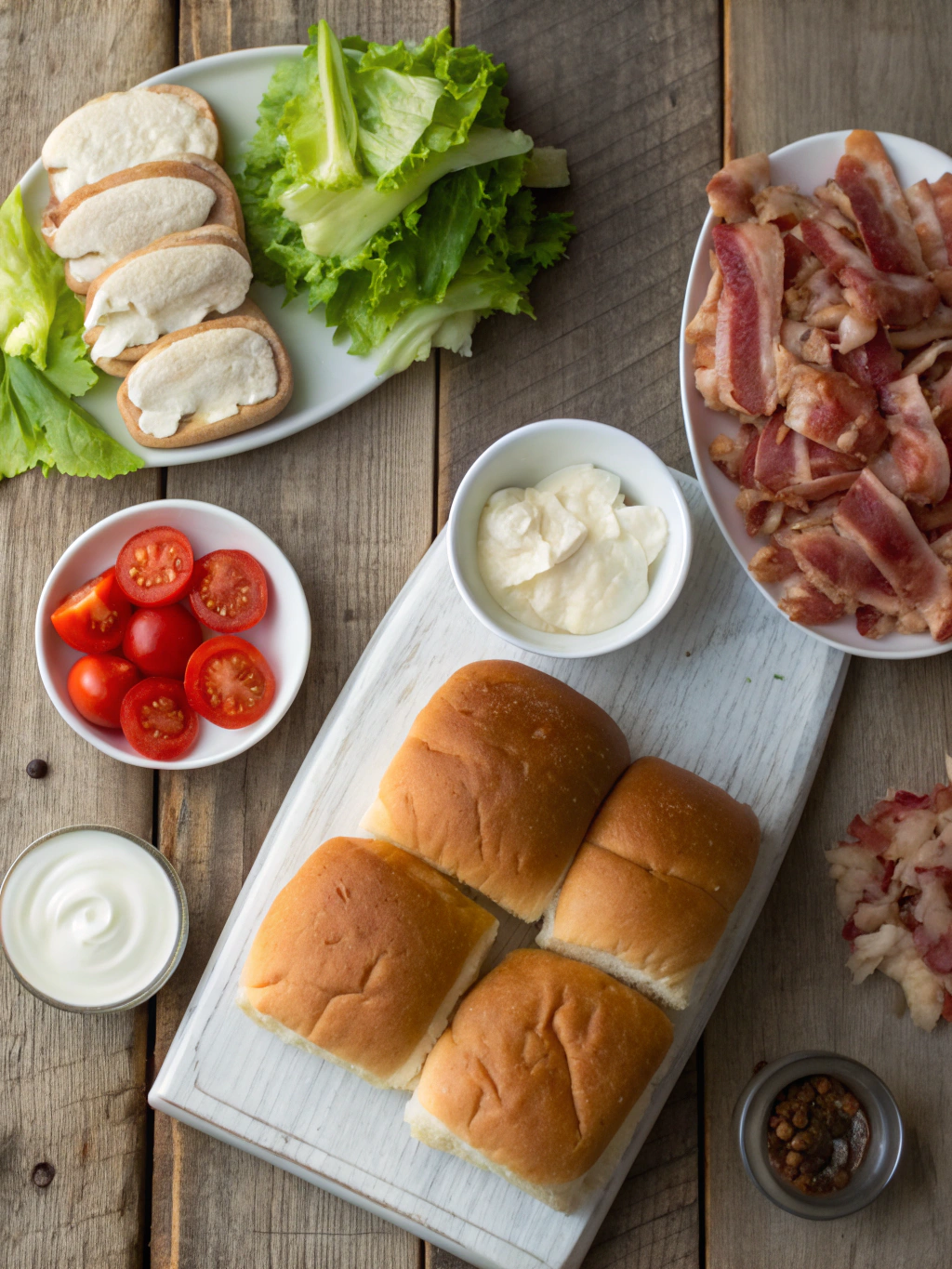 Ingredients for Chicken Bacon Ranch Sliders: Easy Maple-Glazed Hawaiian Rolls