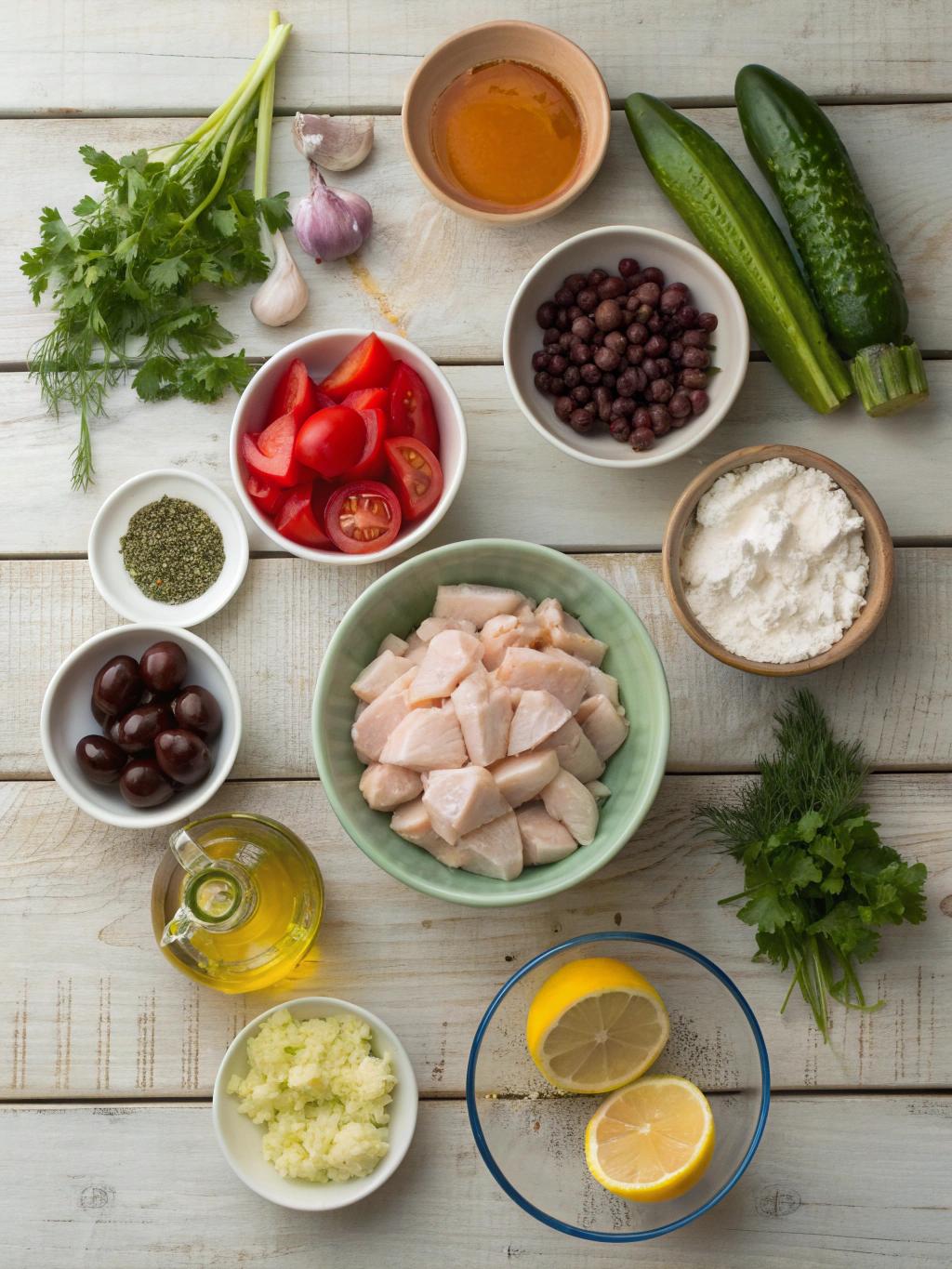 Ingredients for Chicken gyro bowl