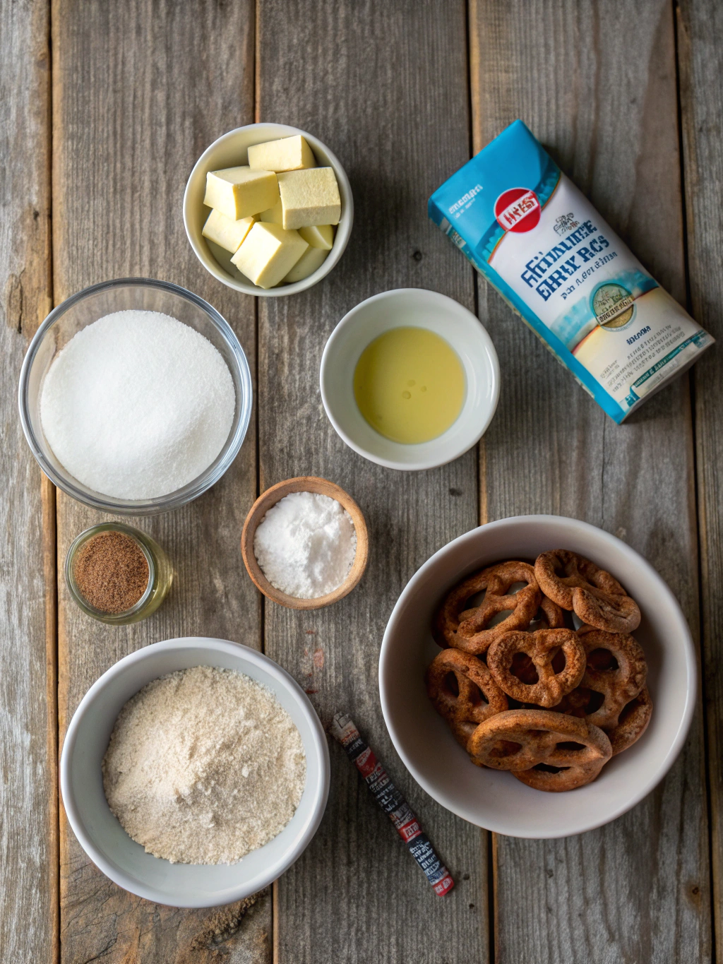 Ingredients for Cinnamon Sugar Soft Pretzels