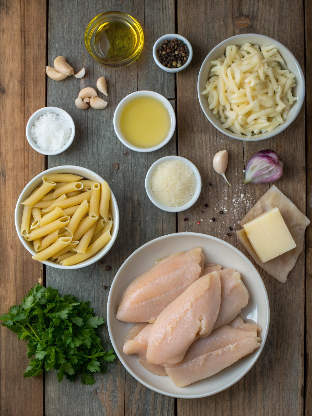 Ingredients for Creamy Garlic Chicken Penne – Comfort in Every Bite