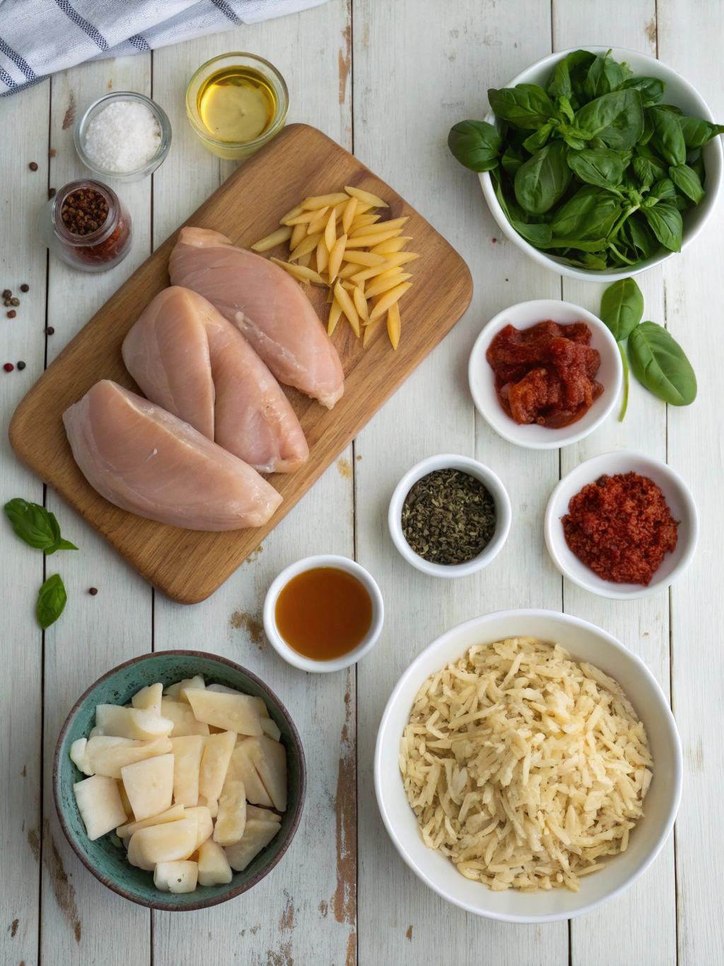 Ingredients for Creamy Sun-Dried Tomato Chicken Orzo