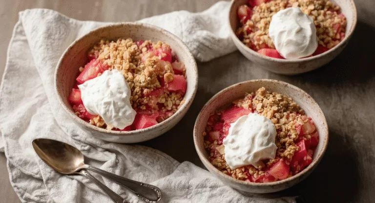 Crispy & Sweet Rhubarb Crisp with Oat Topping