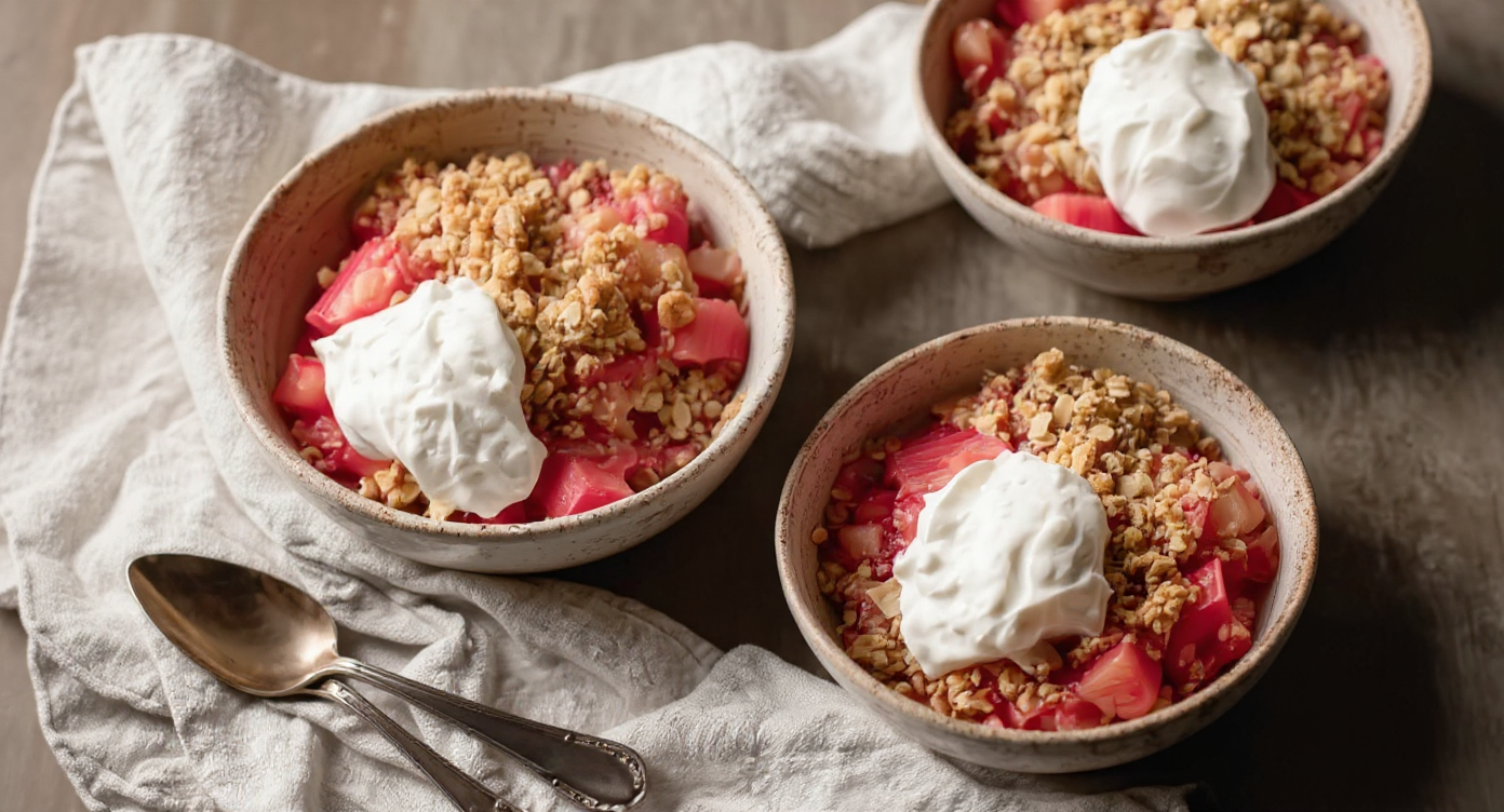 Crispy & Sweet Rhubarb Crisp with Oat Topping