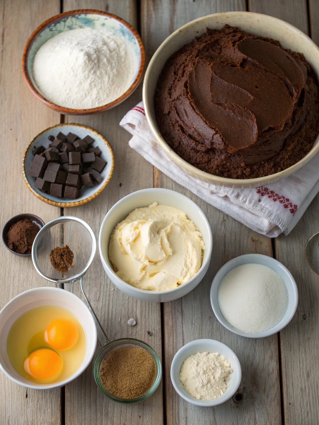 Ingredients for Decadent Chocolate Cake with Creamy Frosting