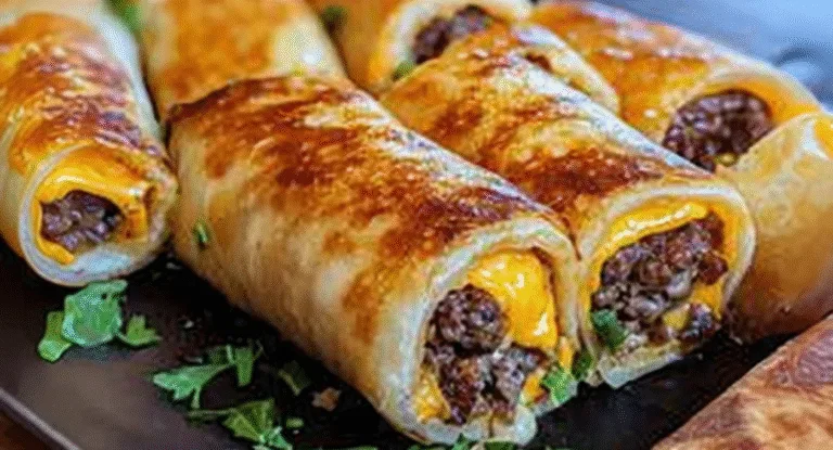 Easy Garlic Butter Beef Cheeseburger Rollups - flavorfitkitchen.com