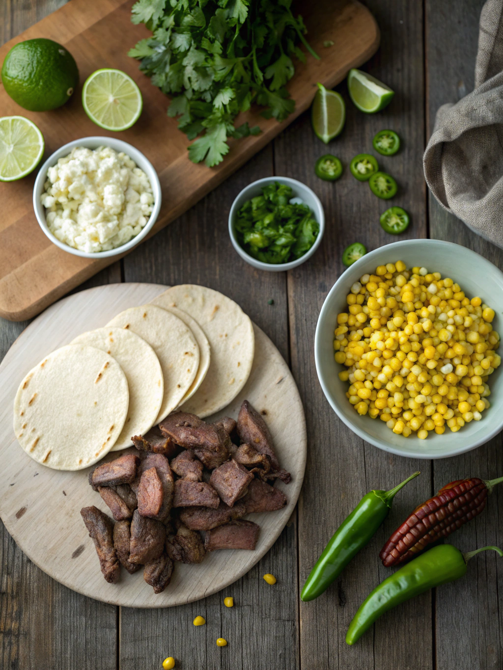 Ingredients for Easy Steak Tacos with Street Corn Topping