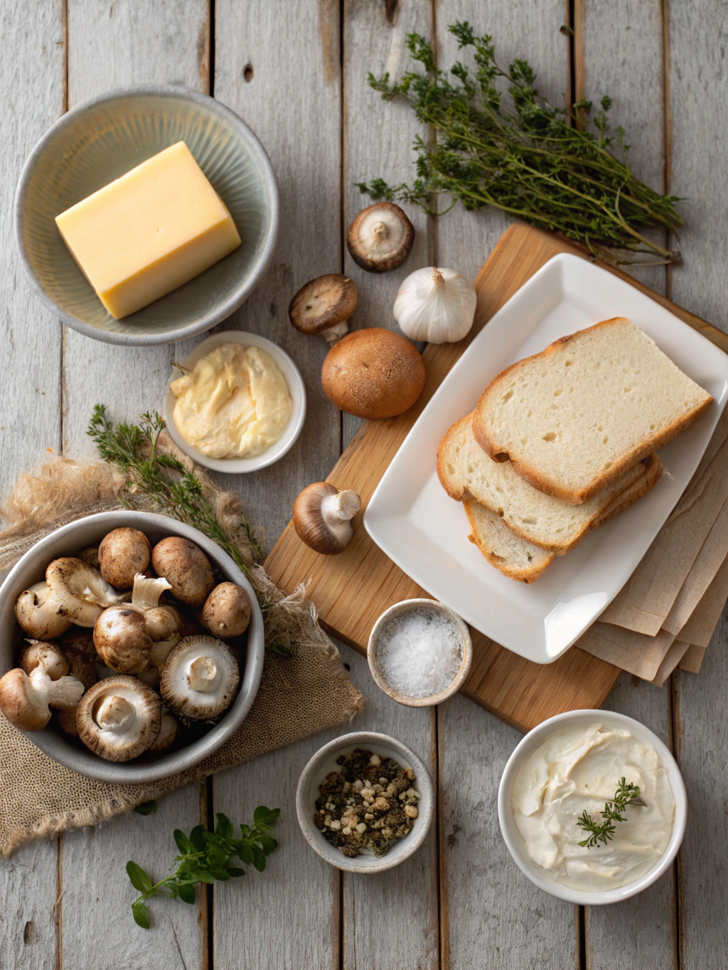 Ingredients for Easy Swiss Mushroom Melt – A Cheesy Delight!