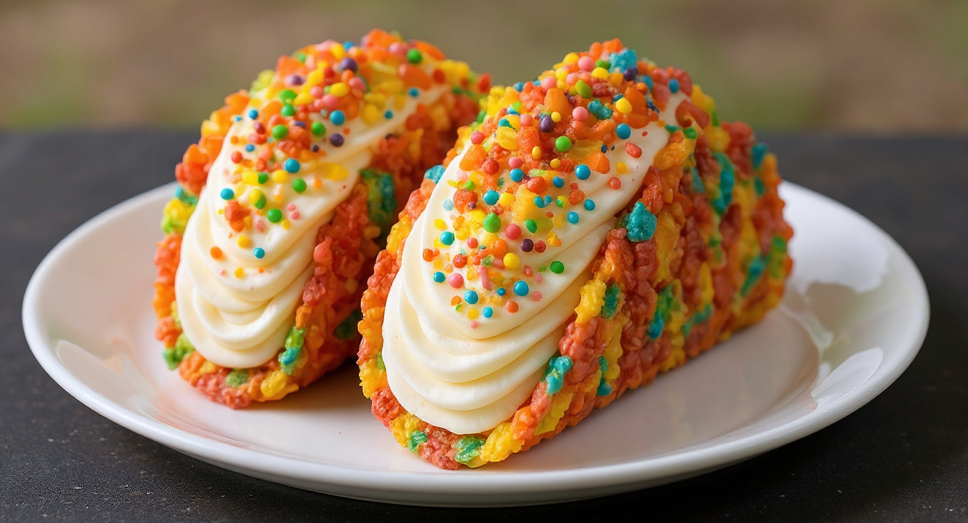 Fruity Pebbles Cheesecake Tacos