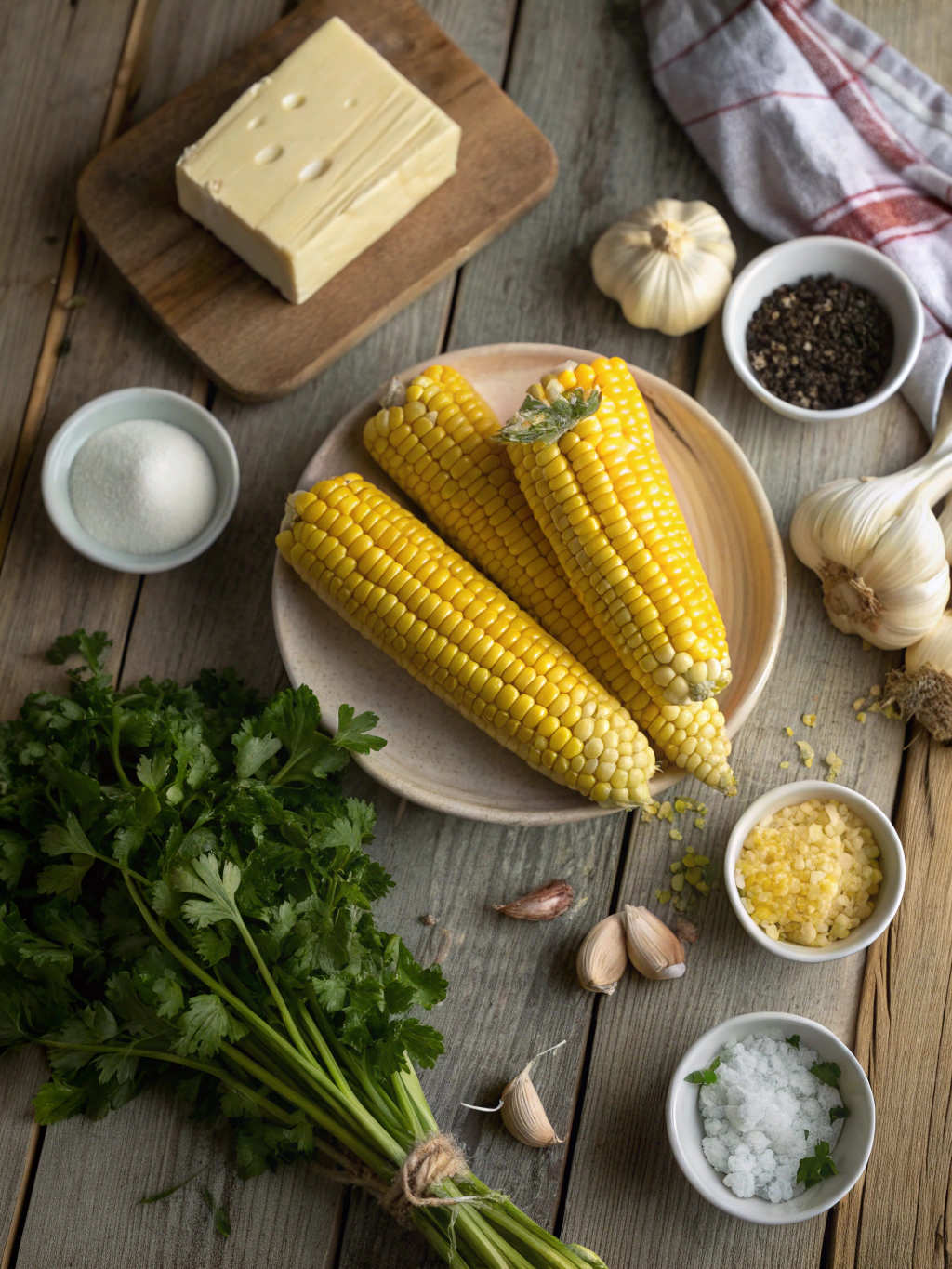 Ingredients for Garlic Butter Grilled Corn – Juicy, Smoky & Irresistible