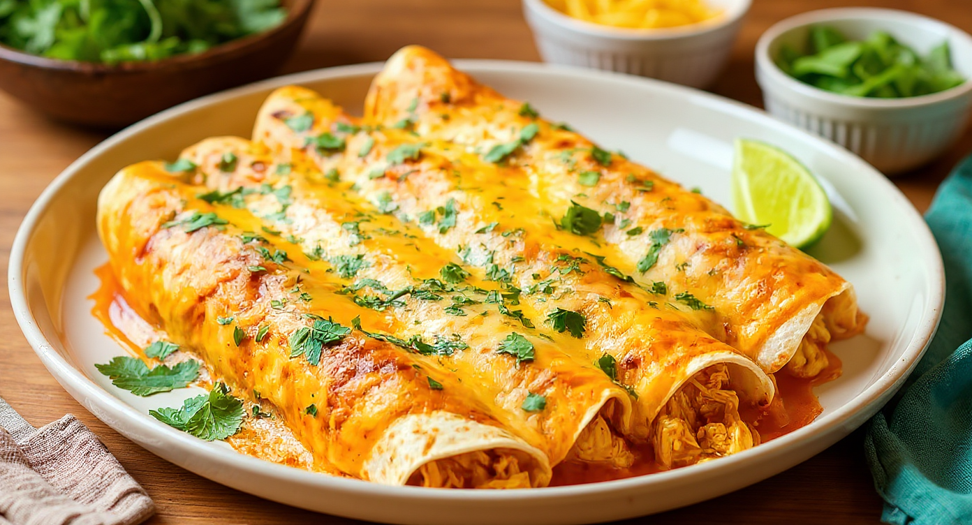 High Protein Chicken Enchiladas (30 minutes, 7 ingredients)