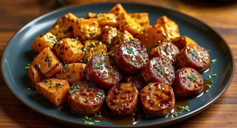 Honey Garlic Sausage Sweet Potatoes