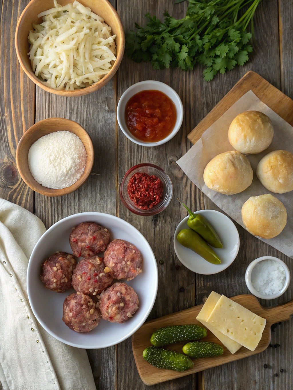 Ingredients for Irresistible Garlic Parmesan Cheeseburger Bombs for Game Night