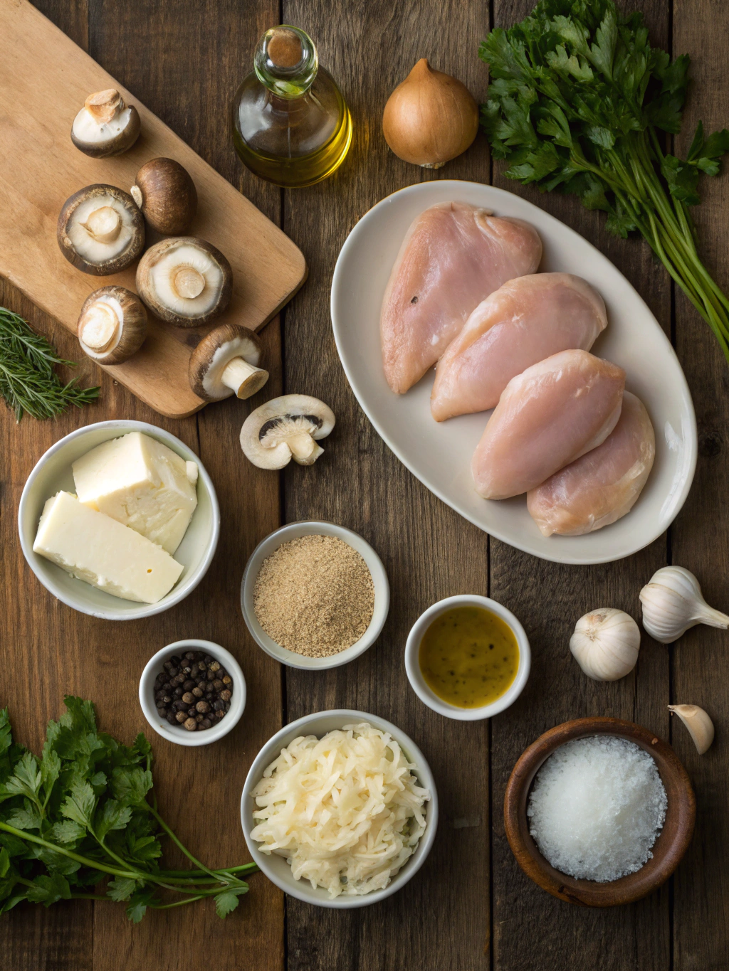 Ingredients for Mushroom Stuffed Chicken Breast - Quick and Easy