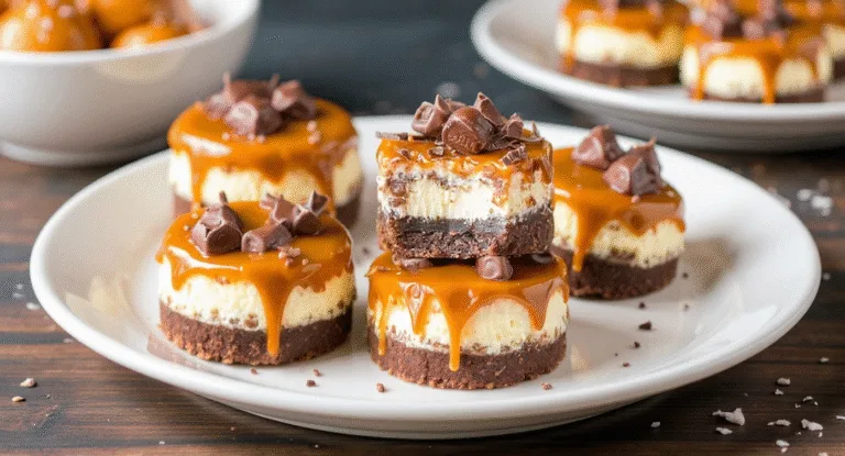 No-Bake Chocolate Caramel Cheesecake Bites