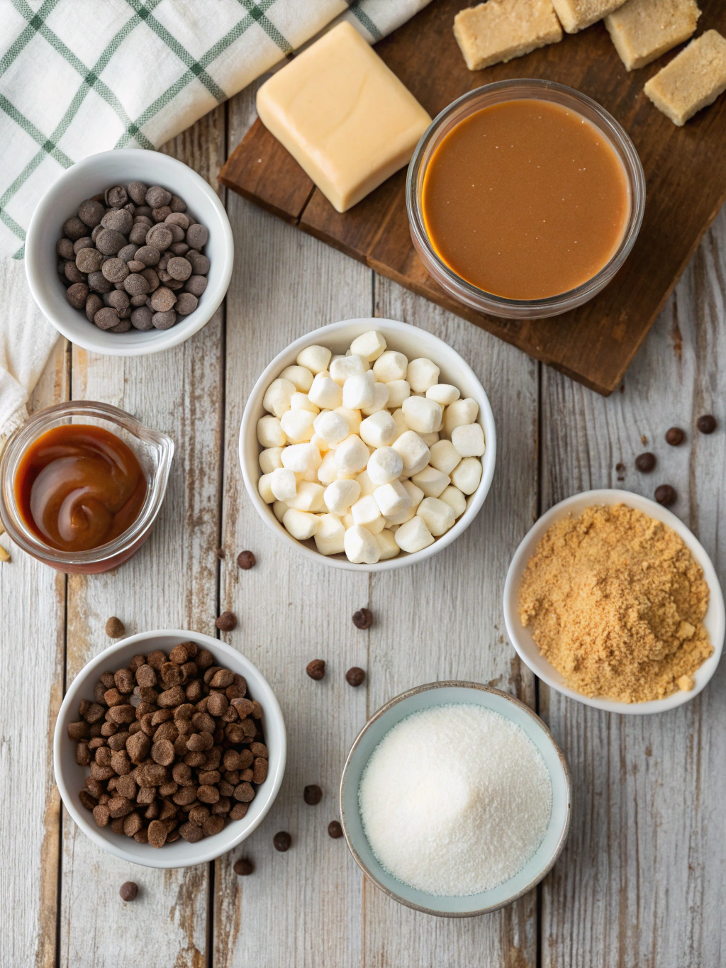 Ingredients for No-Bake Chocolate Caramel Cheesecake Bites