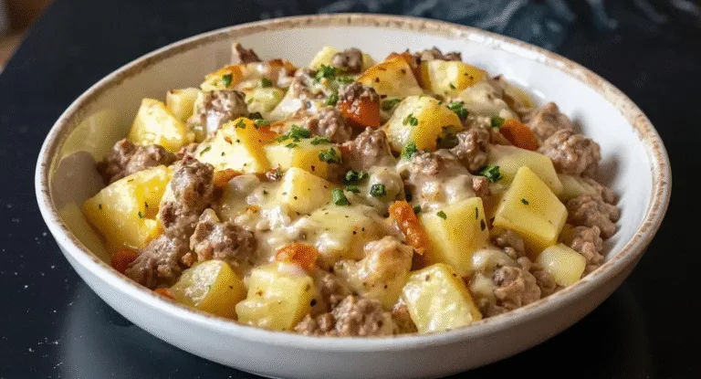 One-Pan Cheesy Meat & Potato Skillet - Recipestasteful | We're the secret ingredient for home cooks.