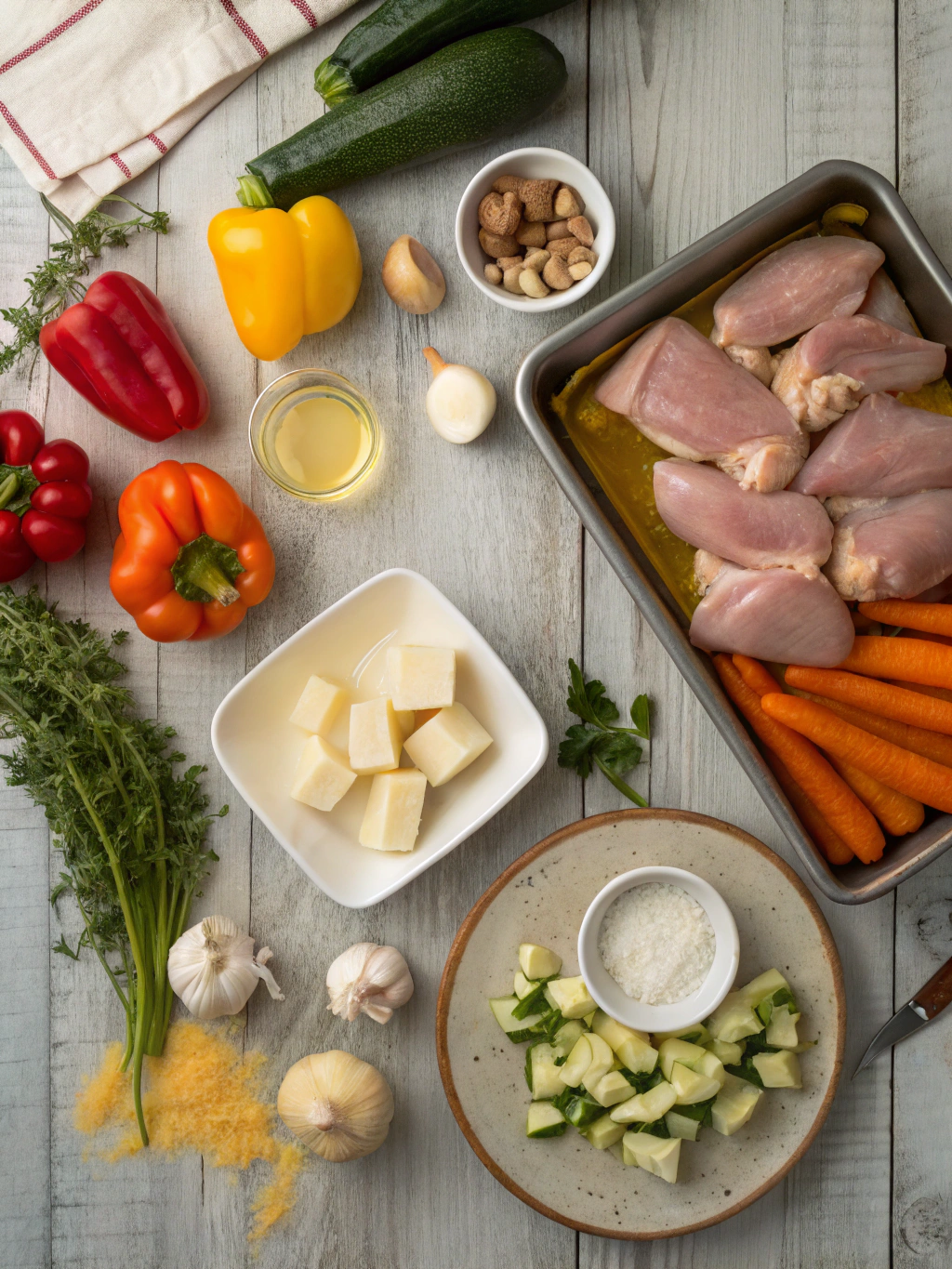 Ingredients for Sheet Pan Garlic Butter Chicken and Veggies