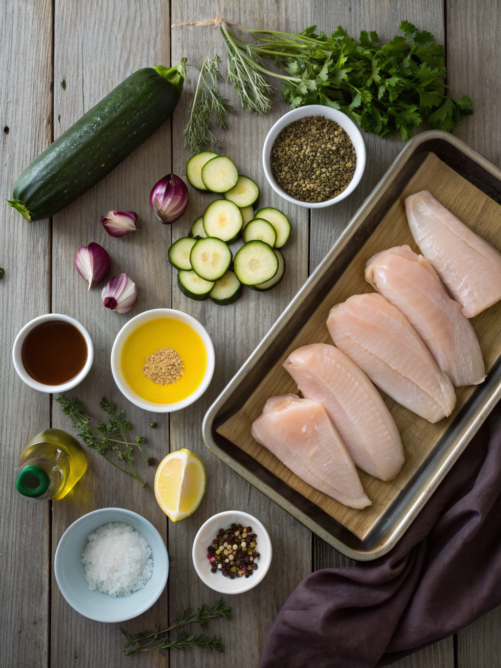 Ingredients for Sheet Pan Mediterranean Chicken & Zucchini
