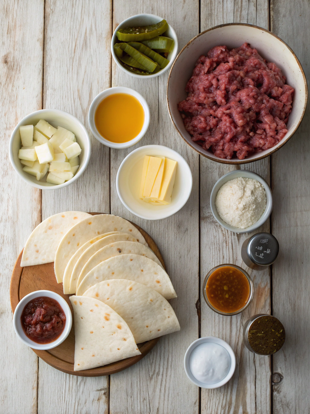 Ingredients for Smashburger Quesadillas - Mini kitchen magic