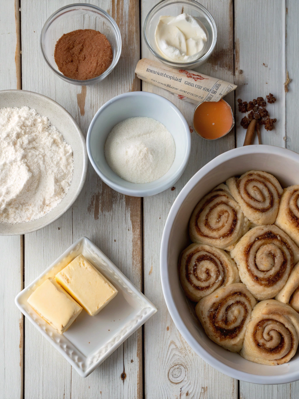 Ingredients for Soft & Gooey Cinnamon Rolls with Creamy Icing