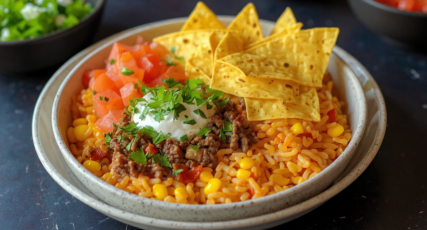 Taco Rice Bowl with Doritos (30-Minutes)
