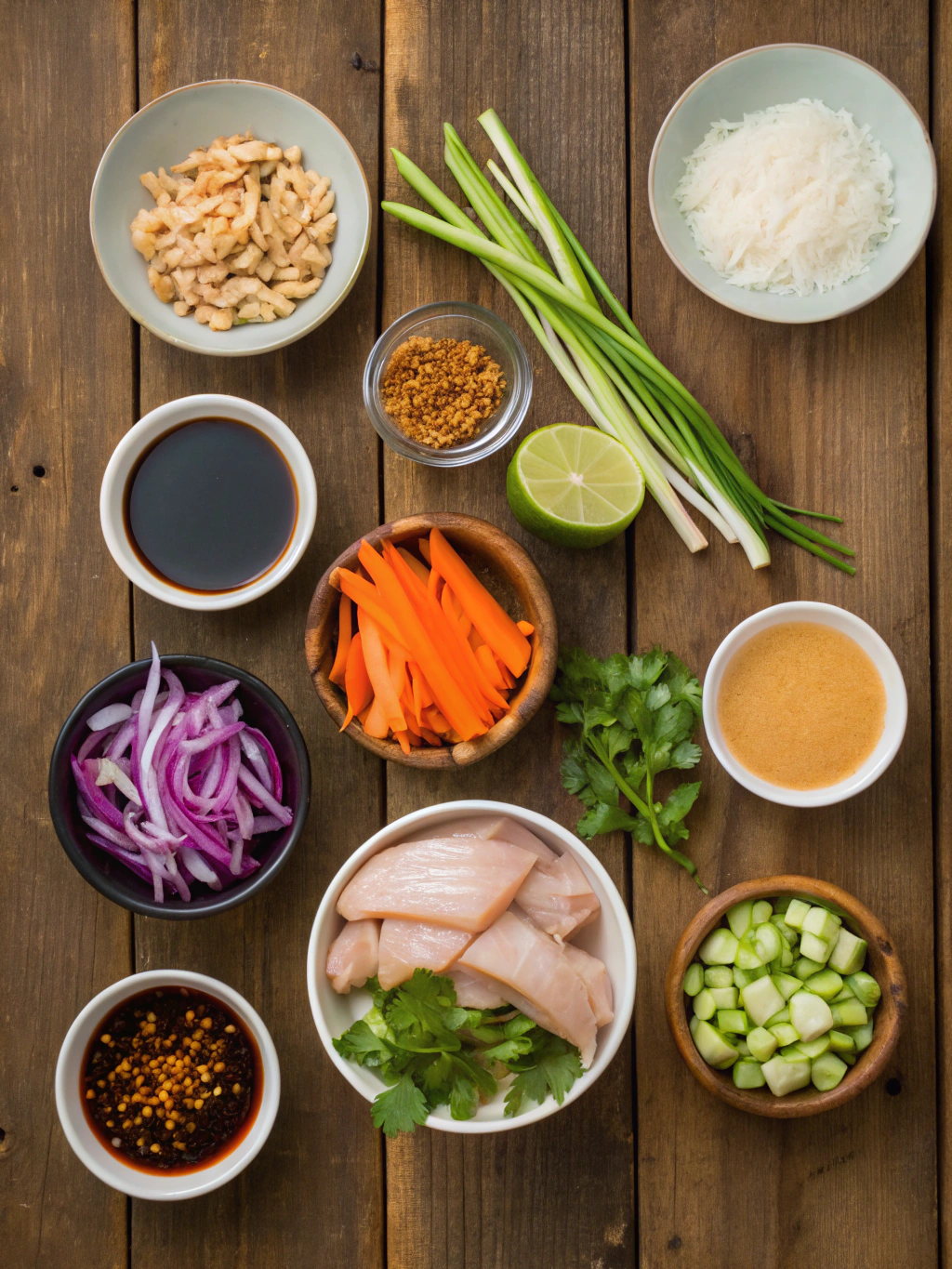 Ingredients for Thai Peanut Chicken Wraps