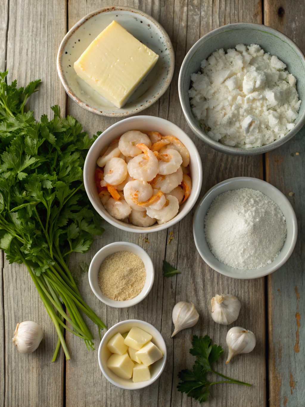 Ingredients for cheddar bay biscuit seafood pot pie