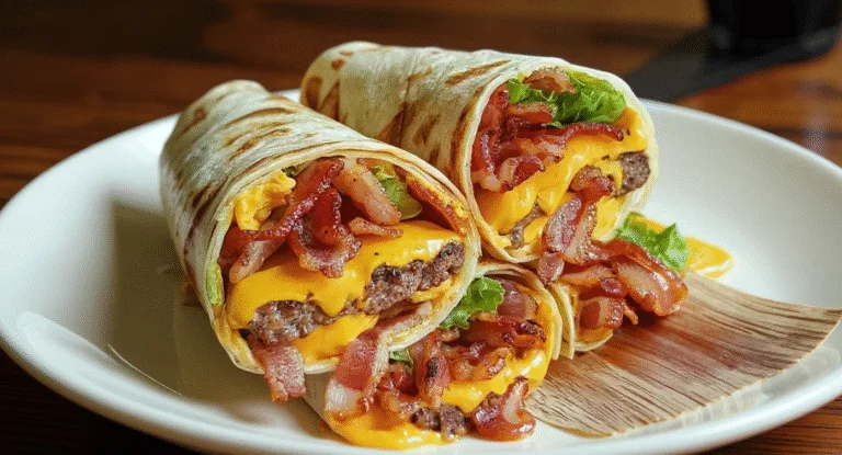cheesy bacon burger wraps