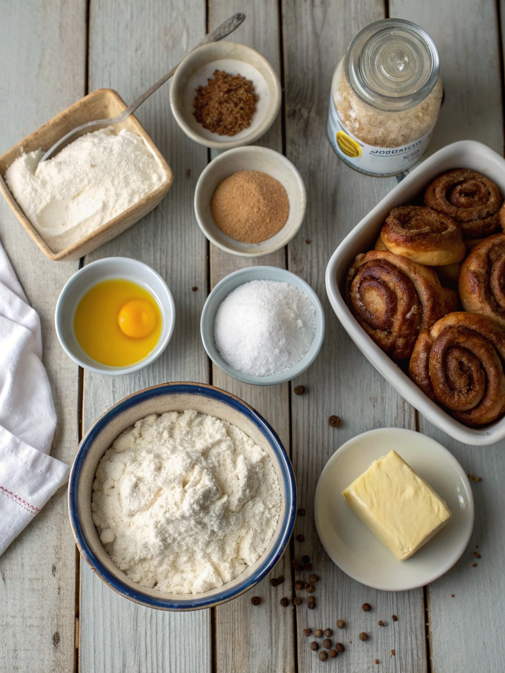 Ingredients for cinnamon roll focaccia